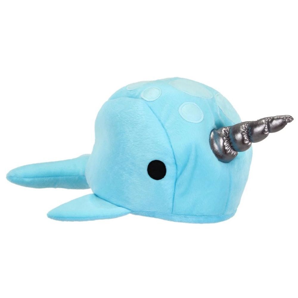 Elope Narwhal animal fish Hat light blue velour silver horn